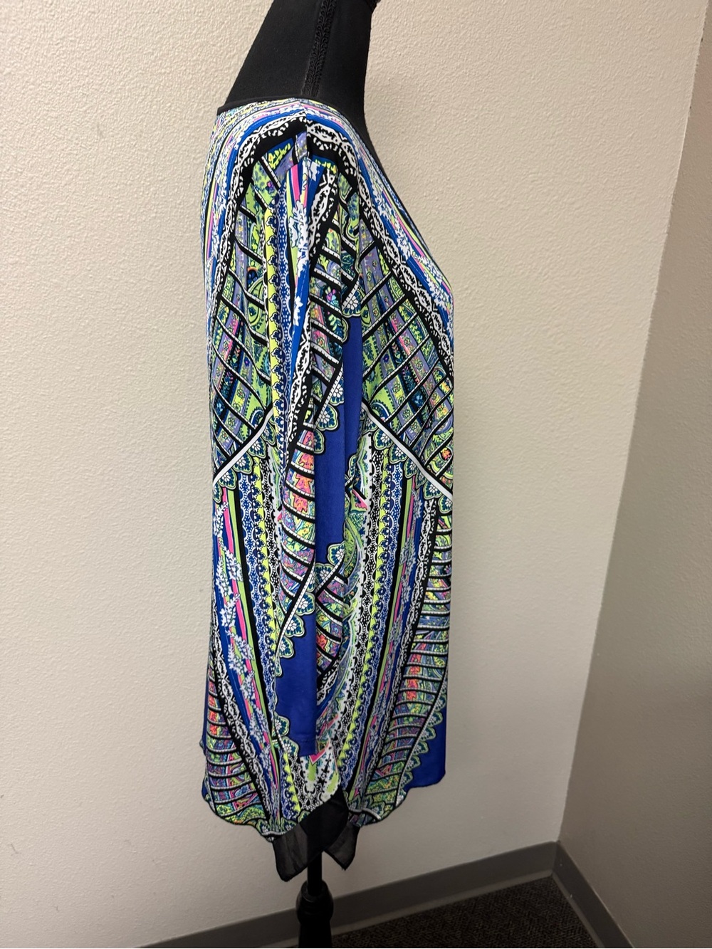 NYGARD Multicolor Boho Tunic Top Plus Large Handkerchief Hem Festival Chic - Picture 6 of 8